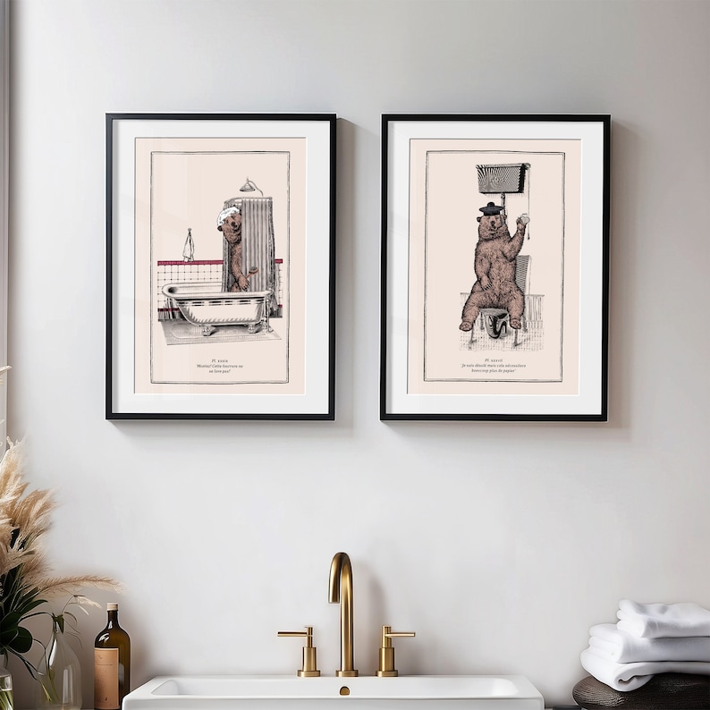 Cute Animal Prints Surreal Art Bathroom Decor