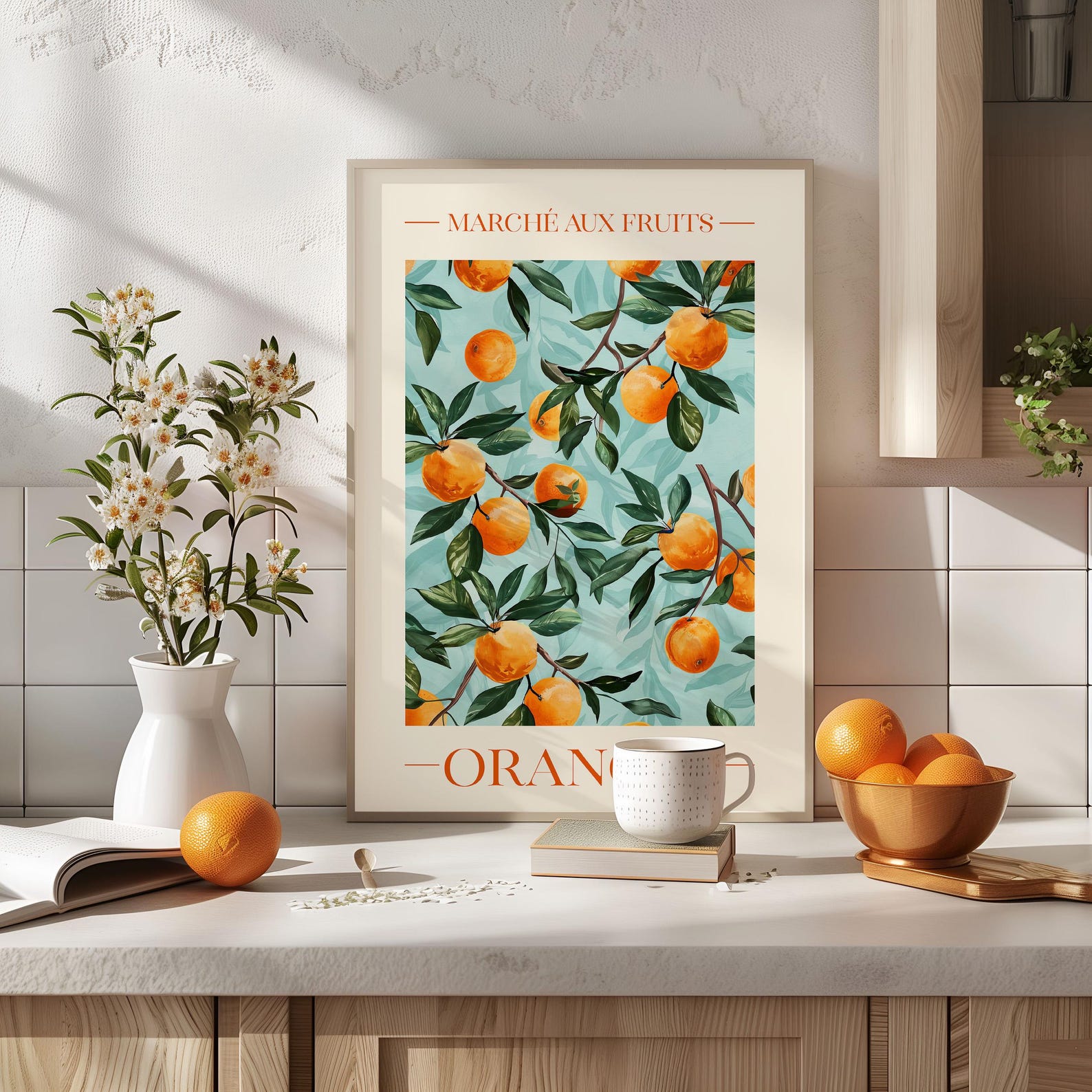 Oranges Art French Kitchen Citrus Poster Summer Decor Kitchen Gift for ...