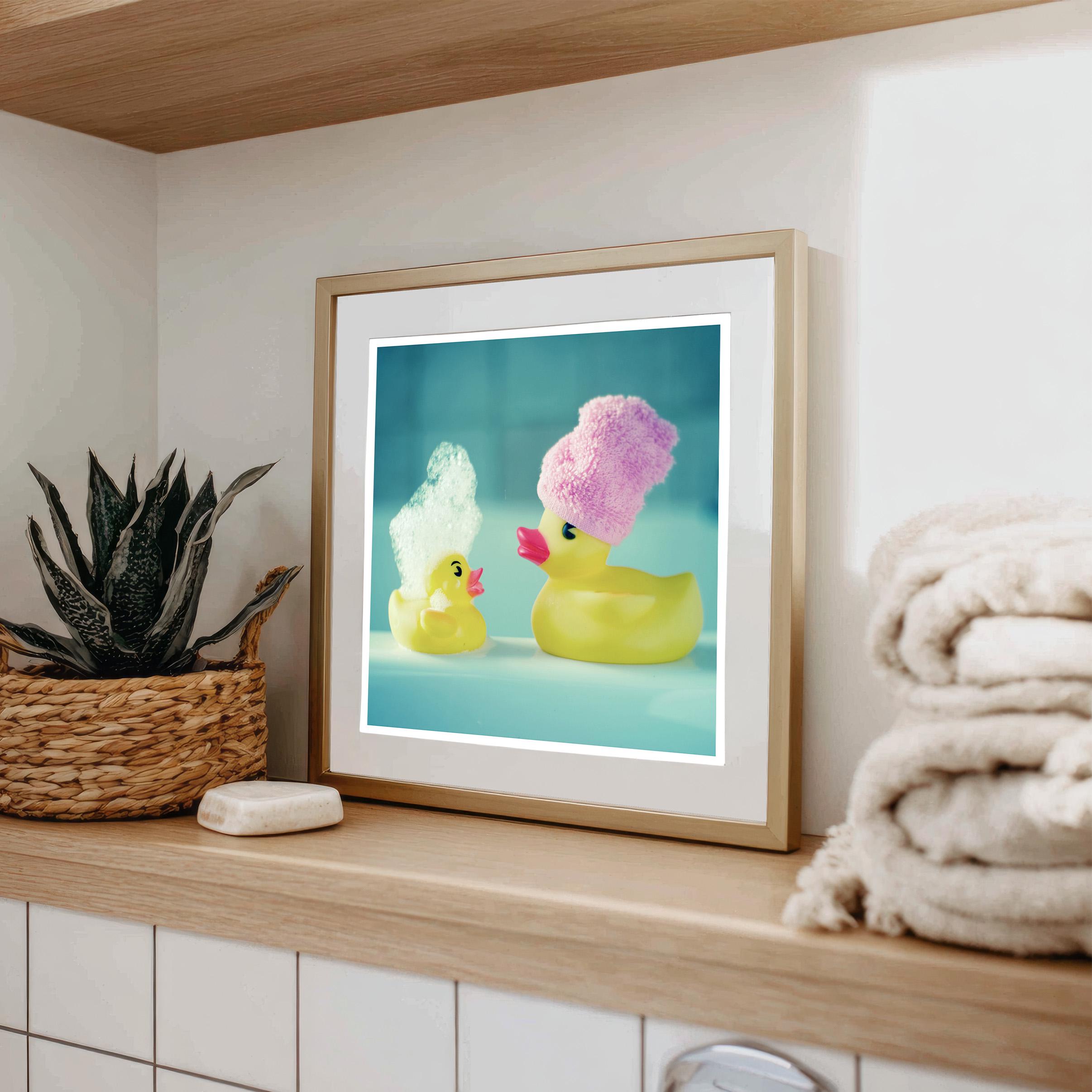 Cute Rubber Duck Print Nursery Wall Art Aqua Wall Art Square Print ...