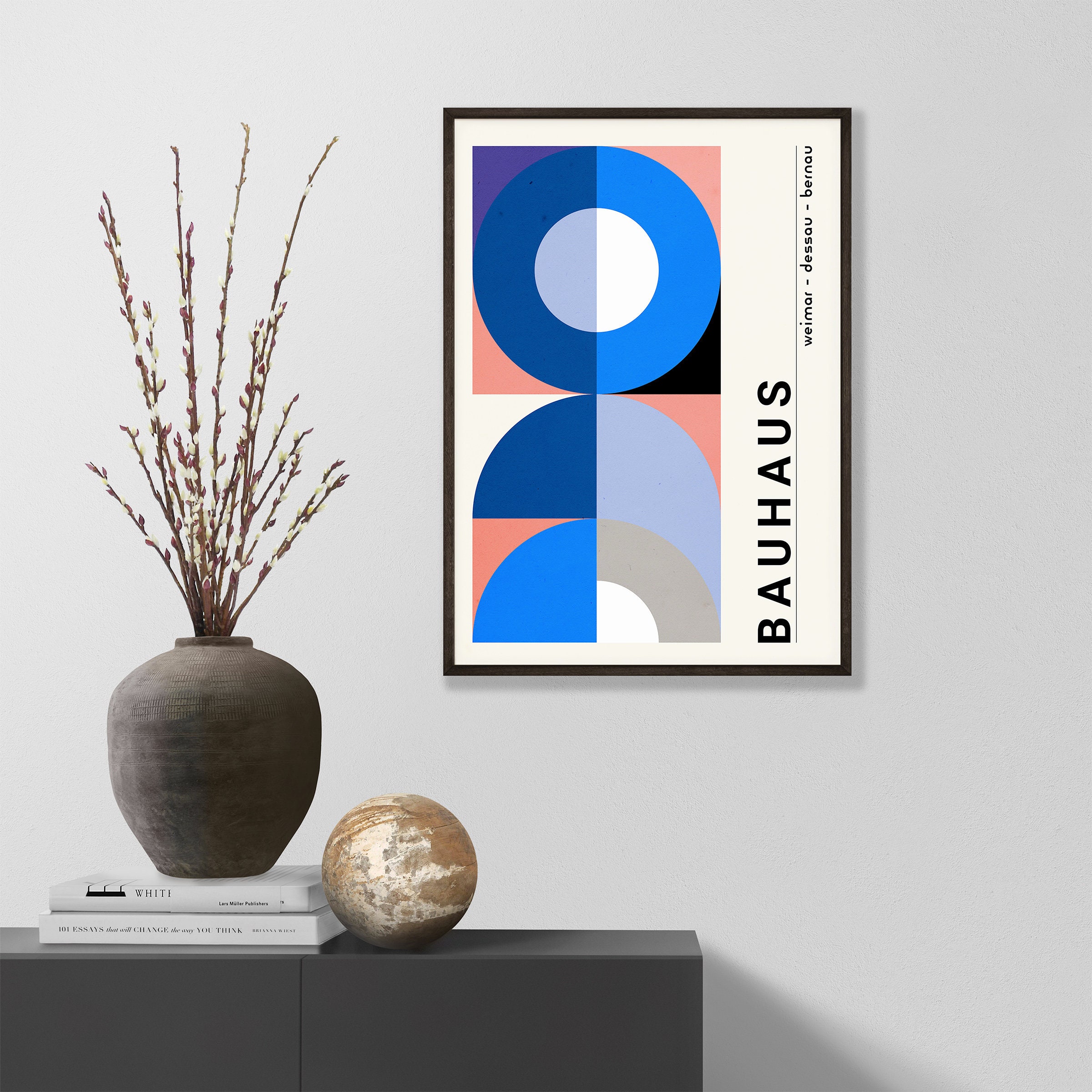 Bauhaus Print Blue Wall Art Bauhaus Poster Modern Art Modern Art Poster ...