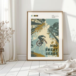 Mountain Bike Art Wall Print Cycling Decoration Man Cave Decor Bike Enthusiast Gift Idea Outdoor Adventure Trail Rider Mtb Design Cycling image 3