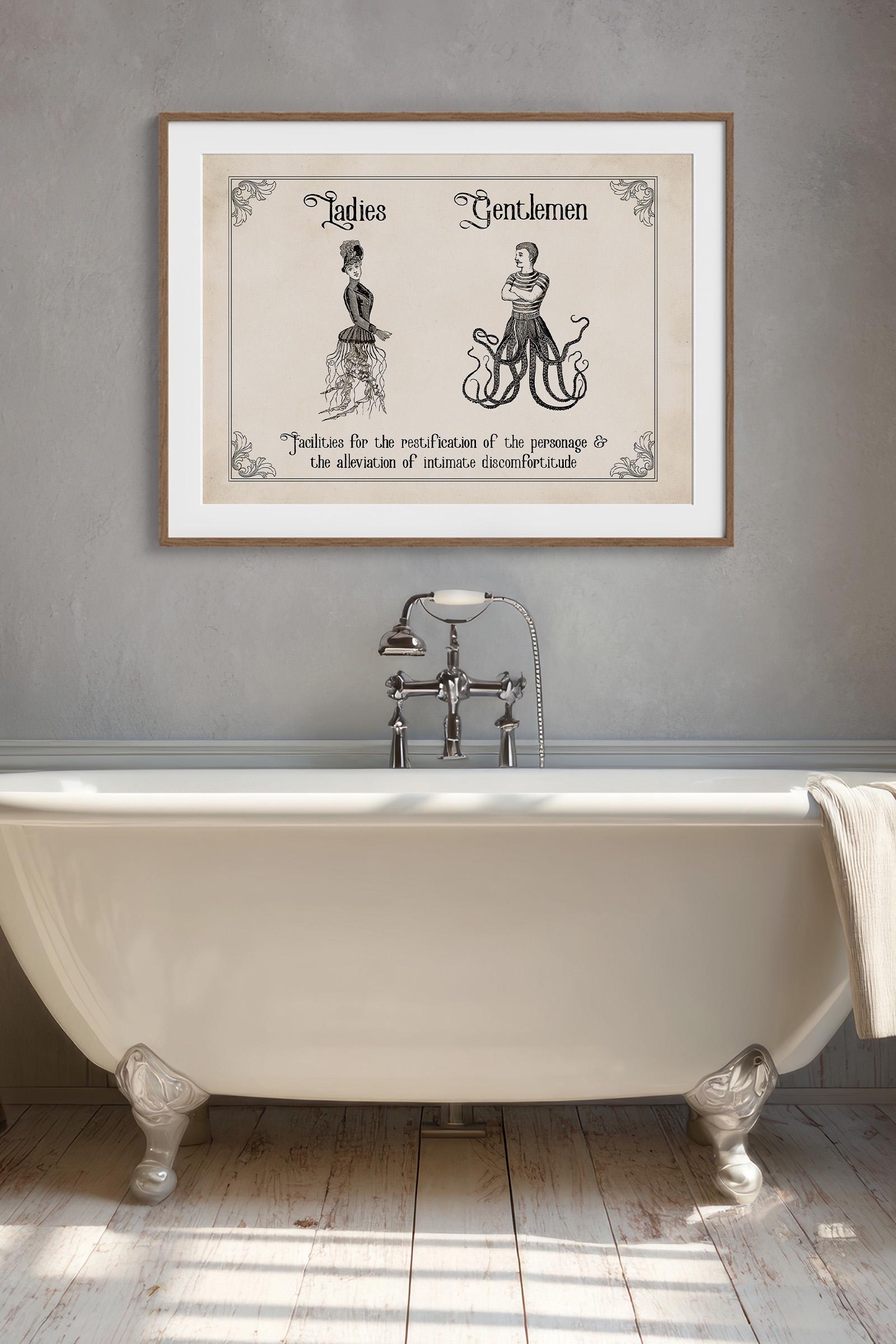 Vintage Funny Toilet Sign | Quirky Bathroom Art | Ladies Gents