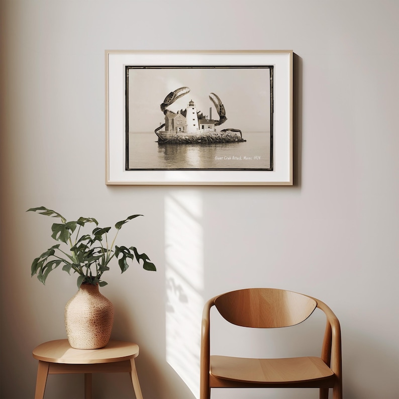 Eigenzinnige vintage nautische muurafdrukken set voor zeildecoratie grappige octopus kunst zeemonsters zwart wit surrealistische foto's grillig oceaanthema afbeelding 10