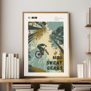 Mountain Bike Art Wall Print Cycling Decoration Man Cave Decor Bike Enthusiast Gift Idea Outdoor Adventure Trail Rider Mtb Design Cycling image 1