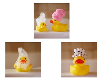 Set of 3 Rubber Duck Bath Prints Bathroom Wall Art Set Kid's Bathroom Prints