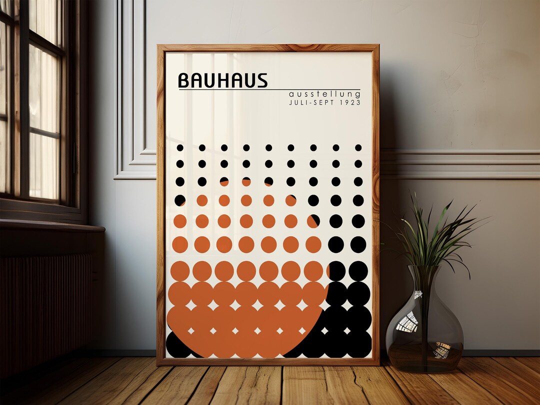 Mid Century Modern Abstract Poster Orange Bauhaus Wall Art for ...