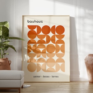 Bauhaus Print Orange Wall Art Bauhaus Poster Mid Century Modern Art ...