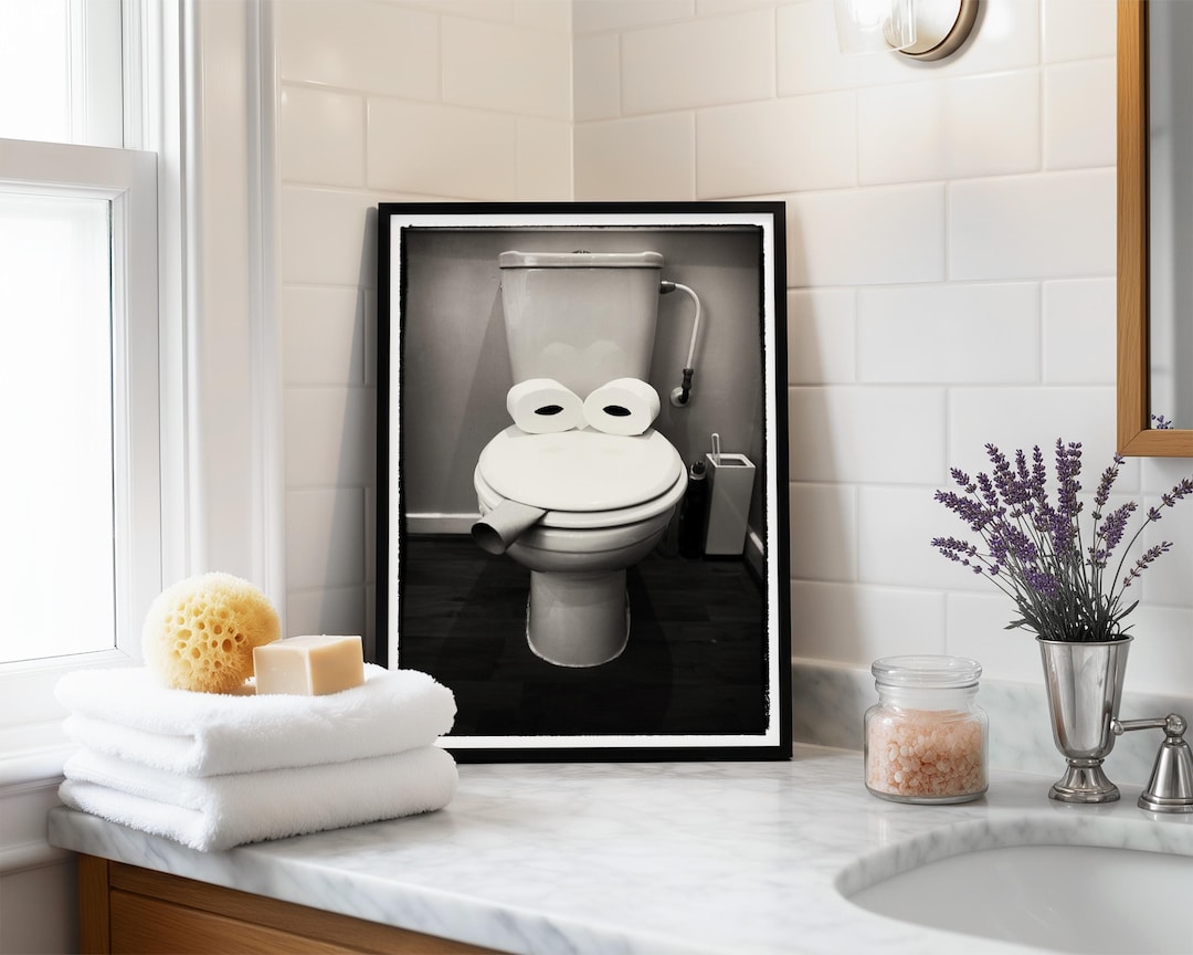 Toilet Wall Art Funny Bathroom Accessories for Quirky Decor Black and ...