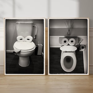 Lot De 2 Posters Humour Salle De Bain - Raton Laveur Et âne, 21x30 Cm, Toile Résistante, Sans Cadre