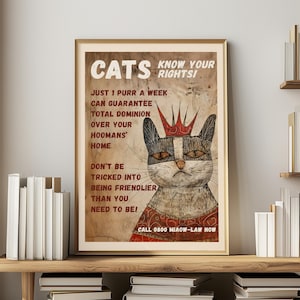 Funny Cat Poster for Cat Lover Gift Wall Art for Cat Mom Home Decor Veterinarian Office Gift for Cat Owner Funny Saying Word Art Print