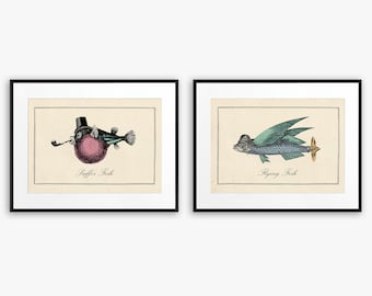 Surreal Art Fish Illustrations Bathroom Wall Art Surrealism Surreal Collage