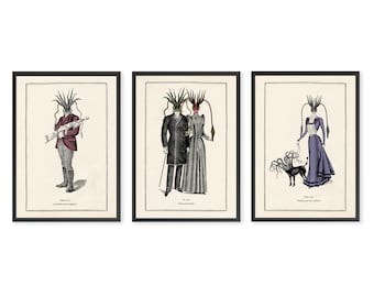 Surreal Gothic Print Set H P Lovecraft Cthulhu Art Set of 3 Prints Vintage Octopus Print Steampunk Print Set