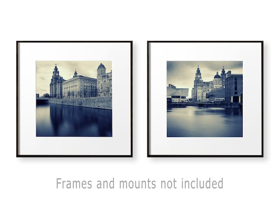 Liverpool Wall Art Set Liverpool Skyline Architecture Print Pair Modern Industrial Art Square Prints Set 2 Prints