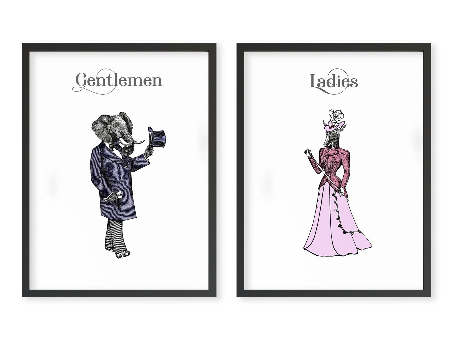 Bathroom Wall Art Quirky Bathroom Signs Ladies and Gentlemen - Etsy