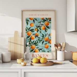 Oranges Art French Kitchen Citrus Poster Summer Decor Kitchen Gift for ...