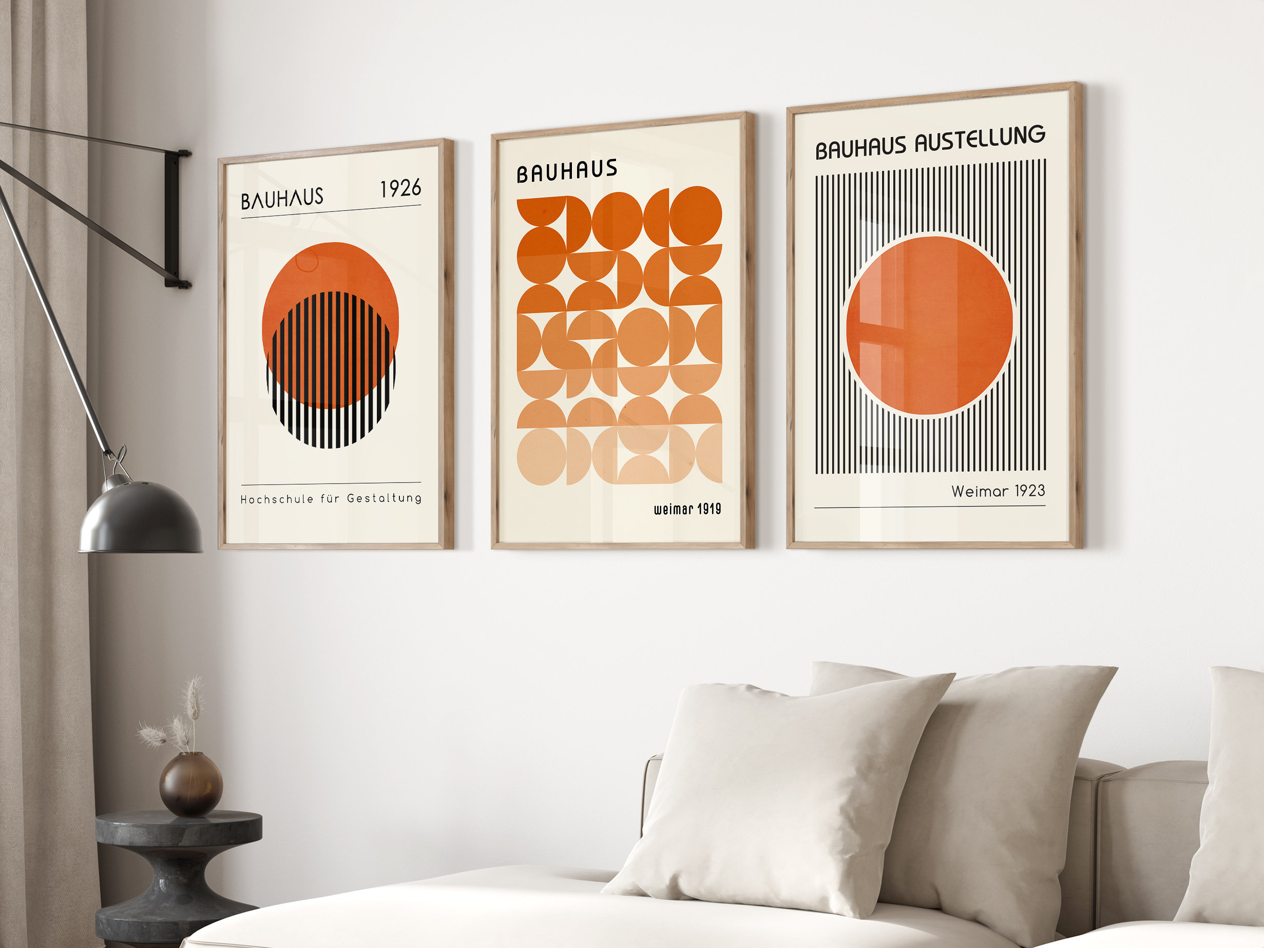 Bauhaus Poster Affiche Set Orange Wall Art Minimalist Wall Art Mid