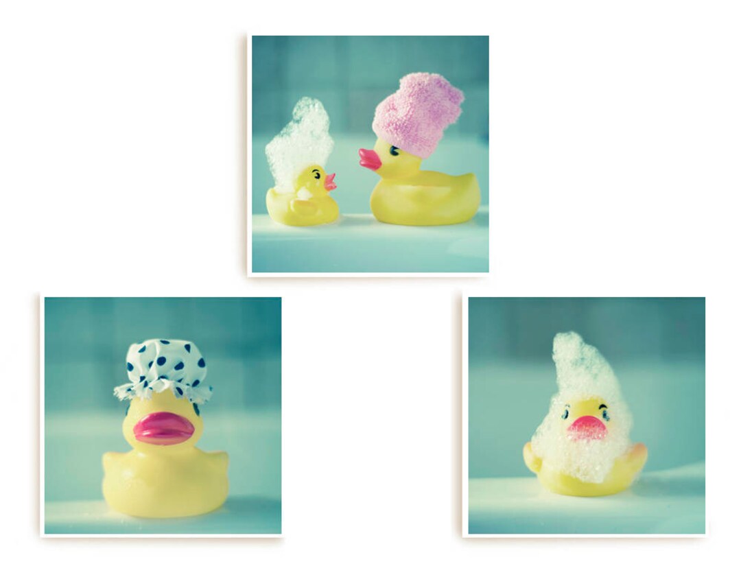 Set of 3 Cute Rubber Duck Prints Bathroom Wall Art Set Kid's Bathroom ...