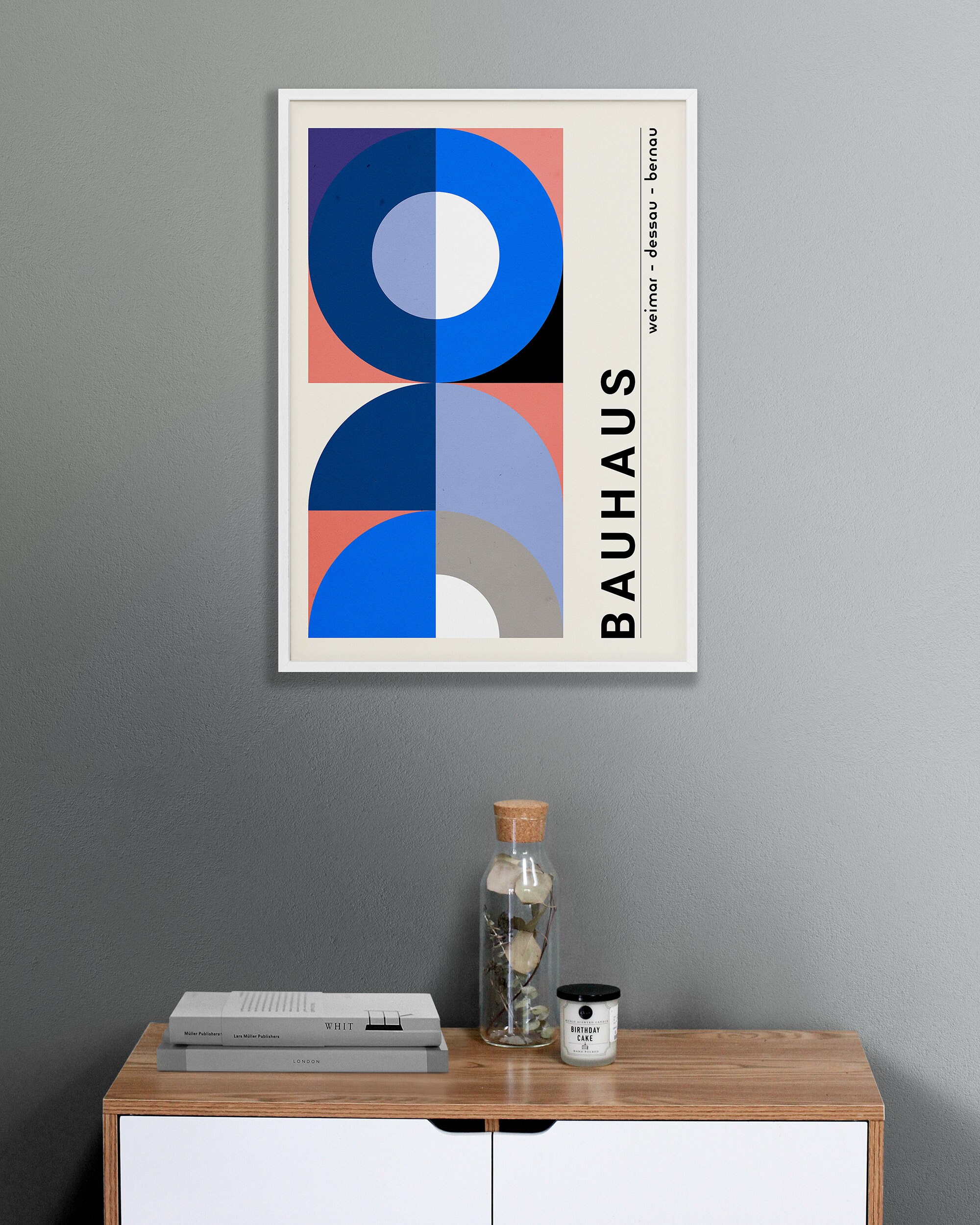 Bauhaus Print Blue Wall Art Bauhaus Poster Modern Art Modern Art Poster ...