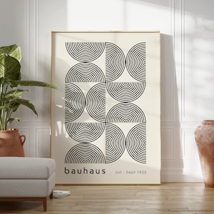 Impresión Bauhaus Arte en blanco y negro Póster Bauhaus Póster de exposición de arte moderno Arte geométrico Arte minimalista Decoración de mediados de siglo