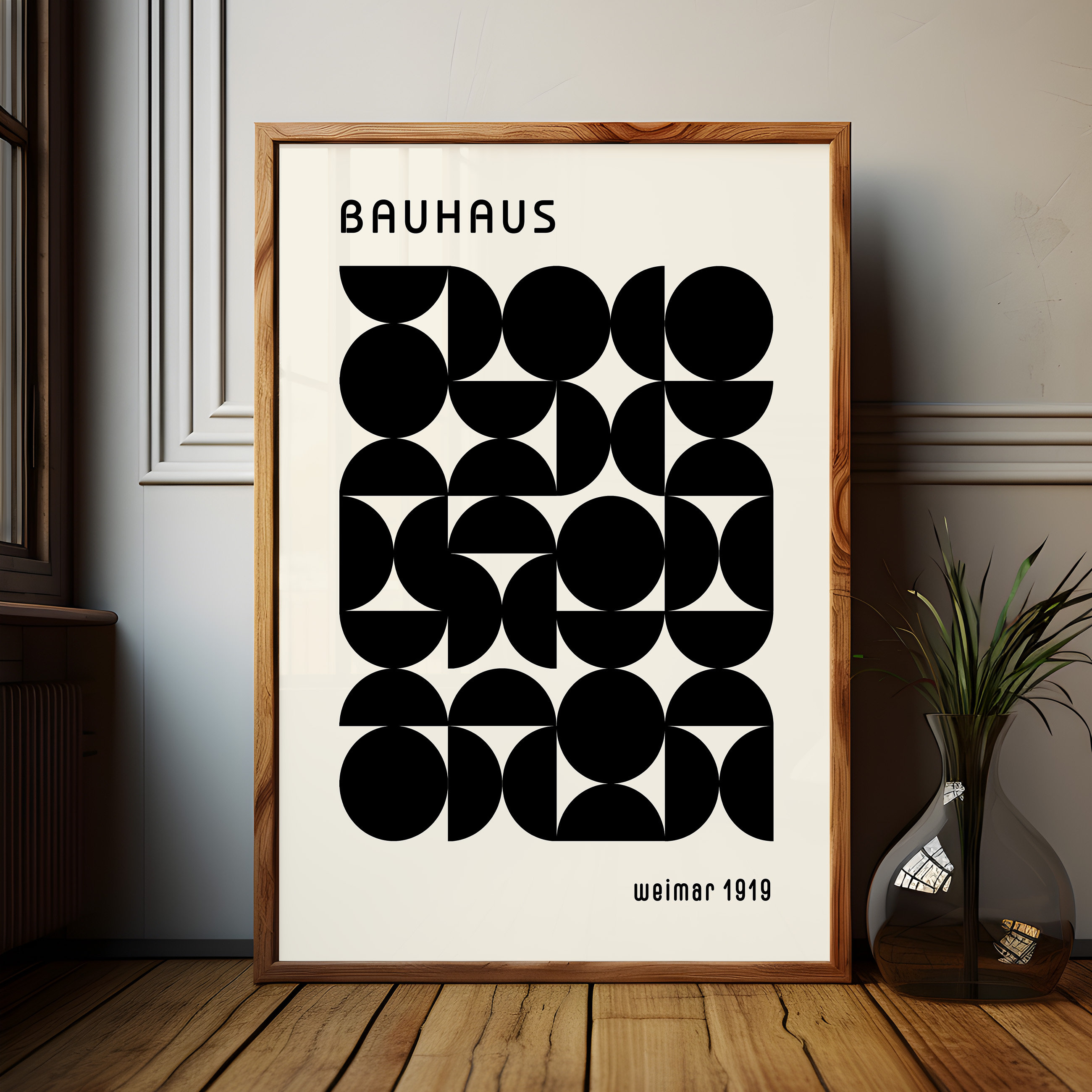 Modern Art Printable Bauhaus Poster Black and White Wall Art for Living ...