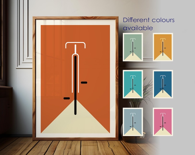 Cycling Print Gift for Cyclist Wall Art Sage Green Modern Minimalist Art Bicycle Poster Mid Century Aesthetic Room Decor Gift for Husband