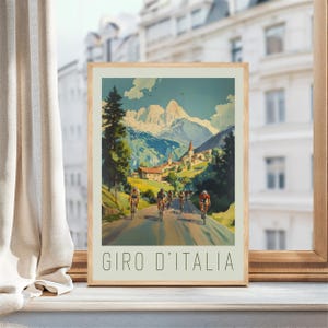Vintage Cycling Poster Italian Landscape Decor Cyclist Gift Home Office Retro Sport Print Man Cave Travel European Decor Cafe Art Cycling Enthusiast Present Birthday Gift