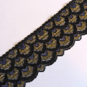 4.90 m high-quality black, purple, gold elastic lace 6.5 cm wide