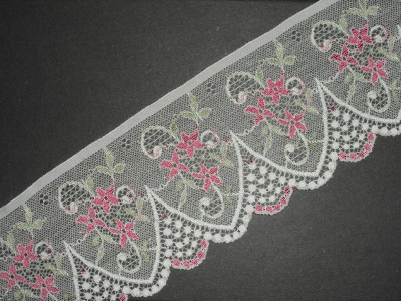 3 m old white colorful elastic lace 9.5 cm wide flowers image 1