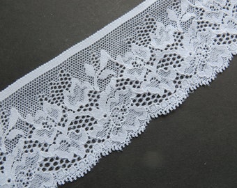 NEW 3 m high quality pure white elastic lace 6 cm wide