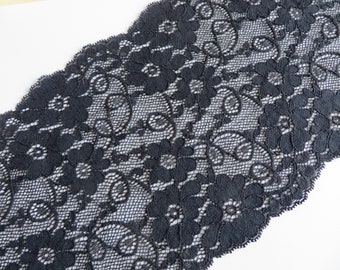 2 m very high quality black elastic lace 17 cm wide