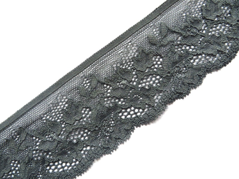 NEW 3m high quality gray elastic lace 6cm wide image 1