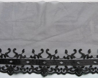 1.40 m black embroidery border lace embroidered 19 cm wide tulle lace