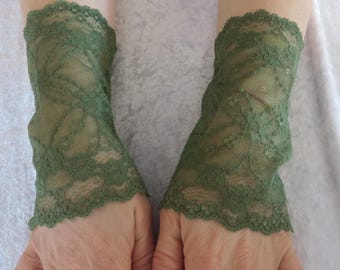 Scaldamuscoli verdi in pizzo elastico, lunghi 16 cm, taglia M