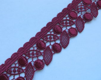 1 m very high quality dark red non-elastic lace 3.3 cm wide.