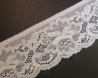 3 m high quality elastic white lace, 5 cm wide