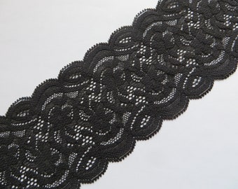 NEW 2 m recycled lace high-quality black elastic lace 8 cm wide