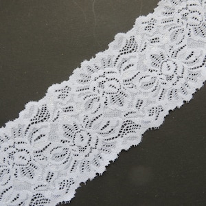 NEW 3 m high quality pure white elastic lace 8.5 cm wide