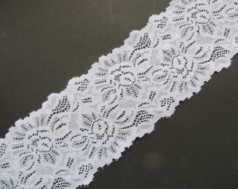 NEW 3 m high quality pure white elastic lace 8.5 cm wide