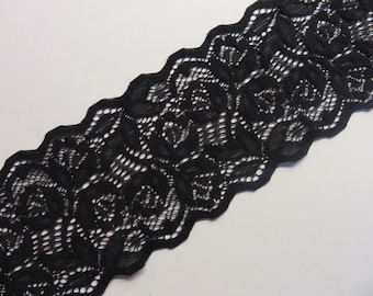 3 m high quality black elastic lace 7 cm wide