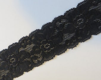 3 m high quality black elastic lace 5 cm wide