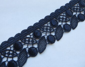 1 m very high quality dark blue inelastic lace 3.3 cm br.