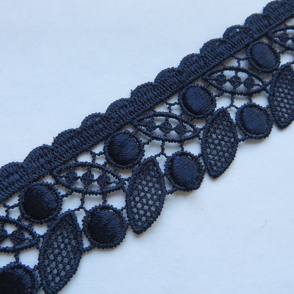 1 m very high quality dark blue inelastic lace 3.3 cm br.