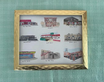 The Strip, Tuscaloosa AL Watercolor Print
