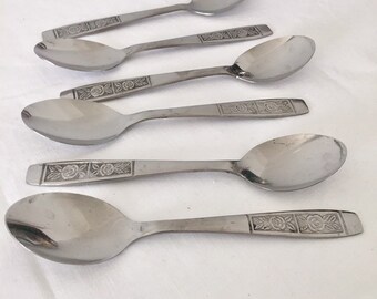 レトロな花柄ティースプーン6本。 - Etsy 日本