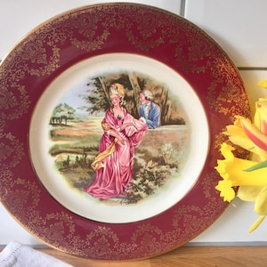 Vintage crown ducal &#39;pastoral courting couple&#39; Porcelain plate.