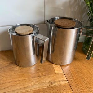 Vintage  stainless steel connaught shaped tea pot /coffee pot set. Mid century modern.
