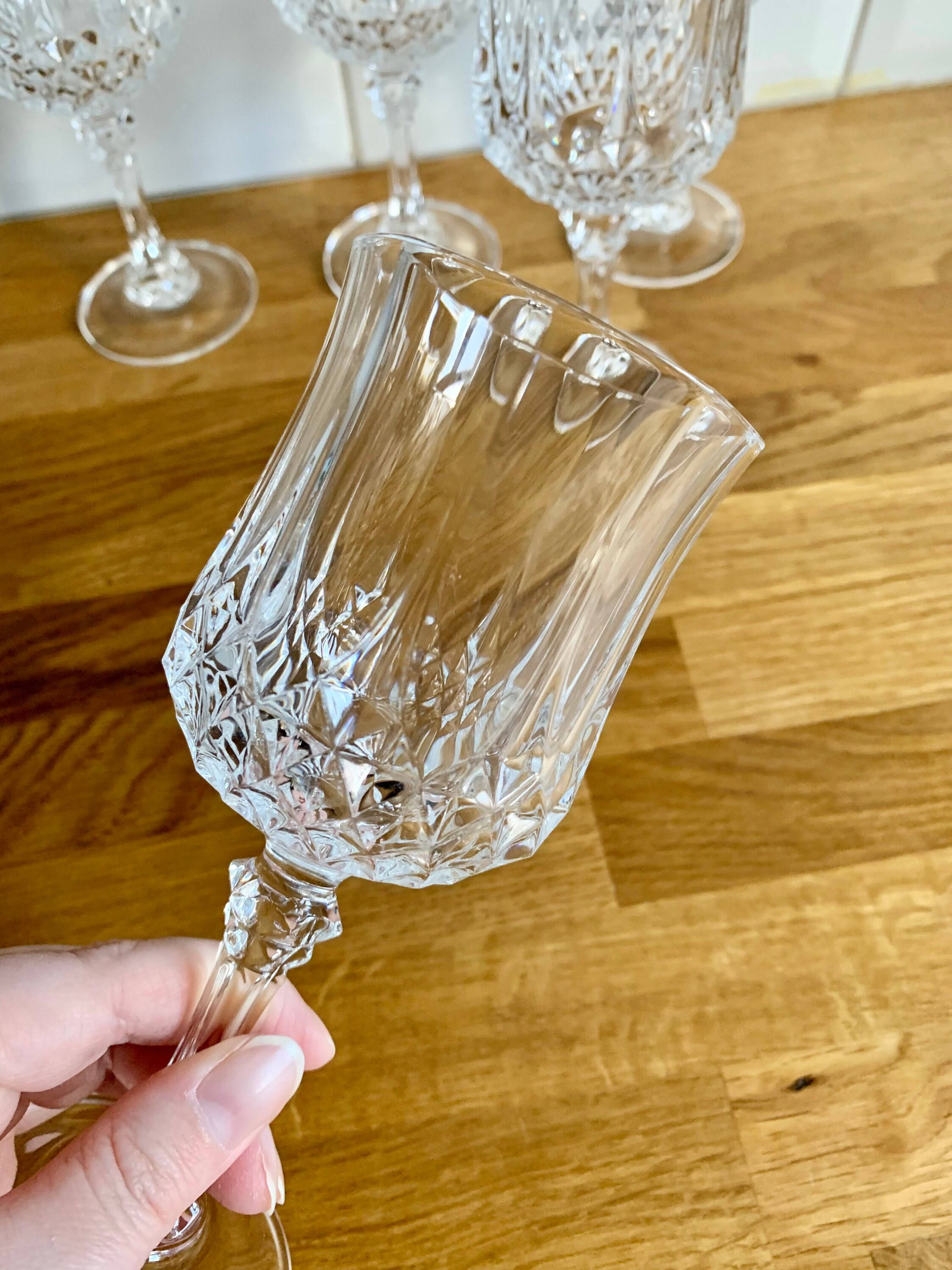 Set of 3 Vintage Faceted Wine Glasses. - Etsy Set of 3 Vintage Faceted Wine Glasses. - Etsy