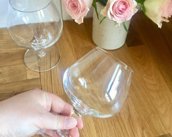 2 Vintage Brandy Glasses. Cognac Balloon Glass. Vintage Glass Etsy