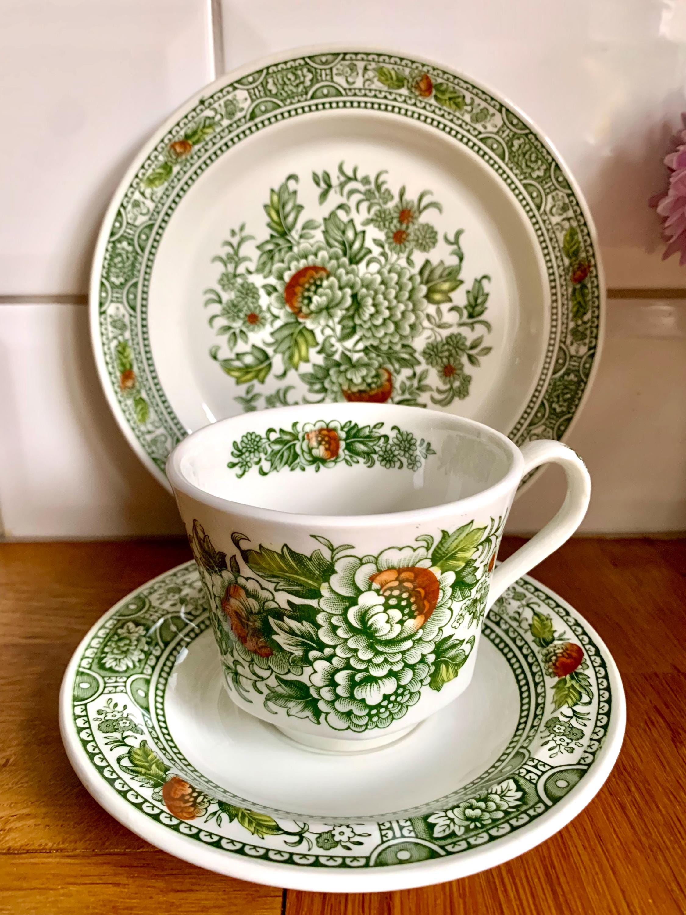 Antique Ridgway Canterbury Green Tea Cup Trio. - Etsy Sweden