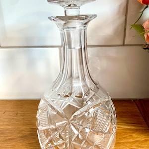 Gorgeous vintage Art Deco clear glass decanter.